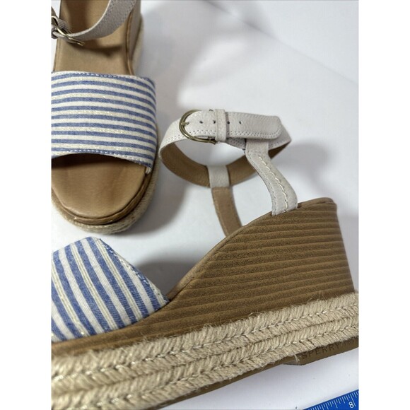 Sperry Top-Sider Fairwater Striped Wedge Sandal  Blue White Size 10 - Picture 8 of 8